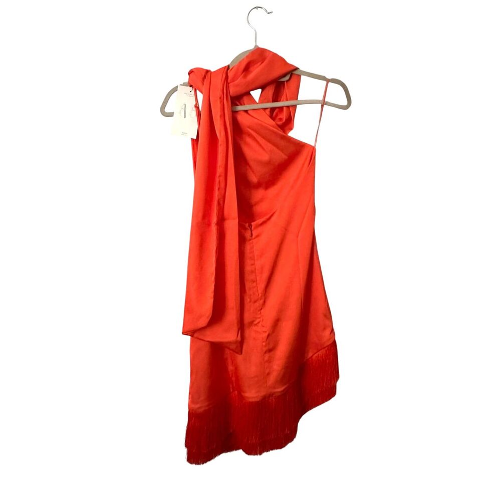 BAOBAB Ari Fringe Neck Wrap Mini Dress Orange Medium NEW NWT - Picture 3 of 5